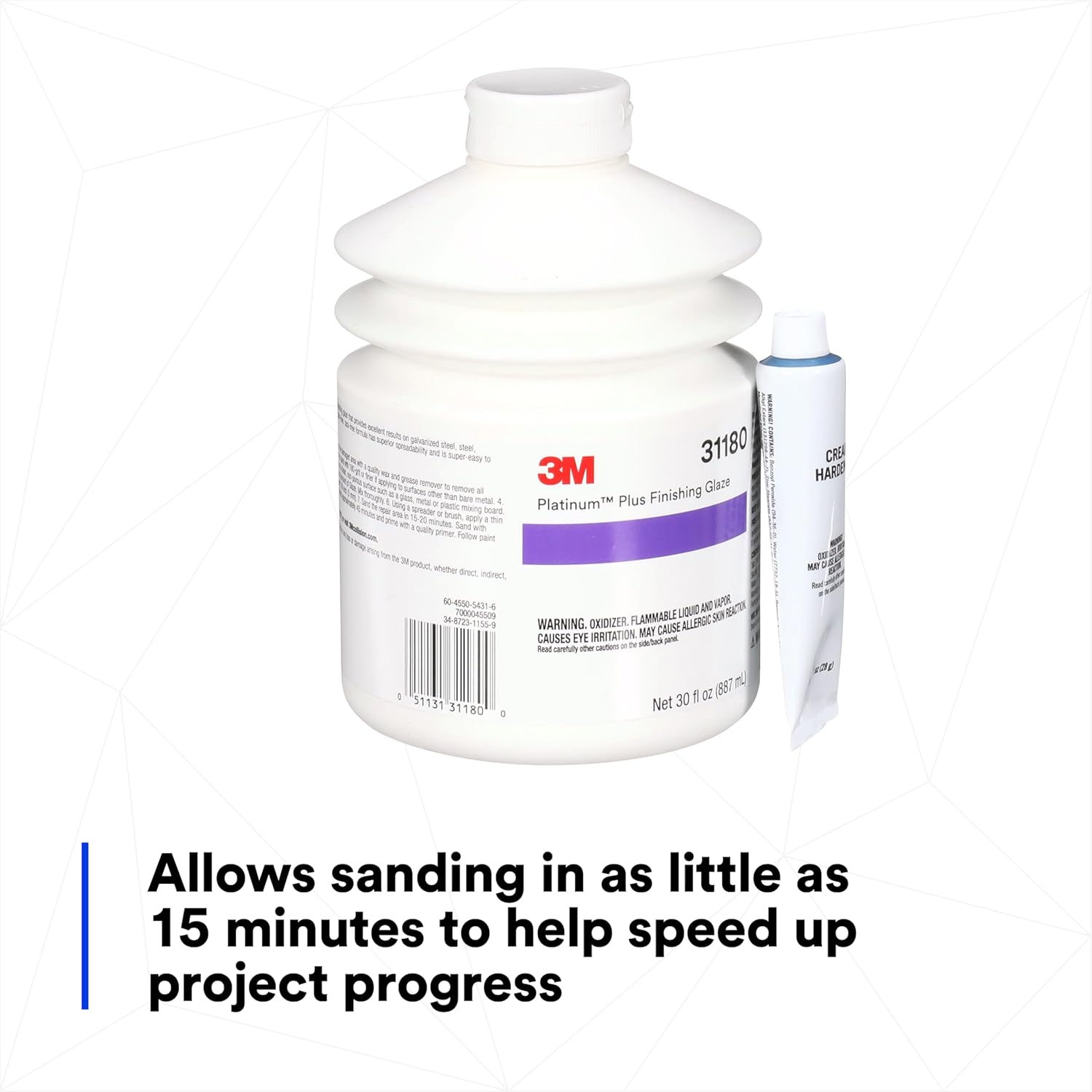 3M Platinum Plus Glaze, 31180, Two-Part Premium Selfleveling Finishing Glaze, 30 fl oz/887 mL