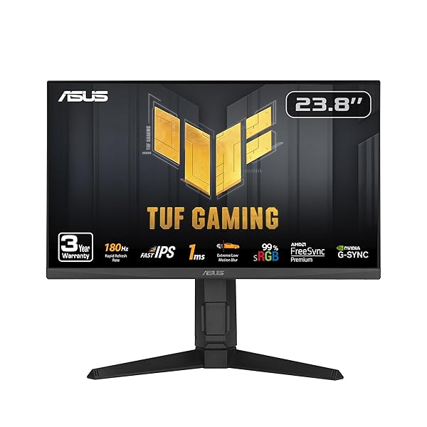 ASUS TUF Gaming 24” (23.8” viewable) 1080P Monitor (VG249QL3A) - Full HD, 180Hz, 1ms, Fast IPS, ELMB, FreeSync Premium, G-SYNC Compatible, Speakers, DisplayPort, Height Adjustable, 3 Year Warranty