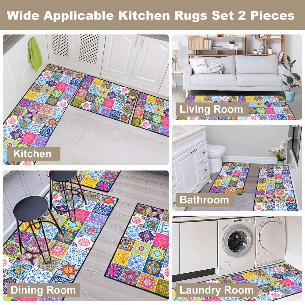 NAROSEBE 2 Tapetes de Cocina Antideslizantes, Alfombra Cocina Antideslizante, Alfombras Pasillo Modernas, Tapete Cocina Antiderrapante, Kitchen Runner para Pasillo, Comedor y Entrada 40*60+40*120cm