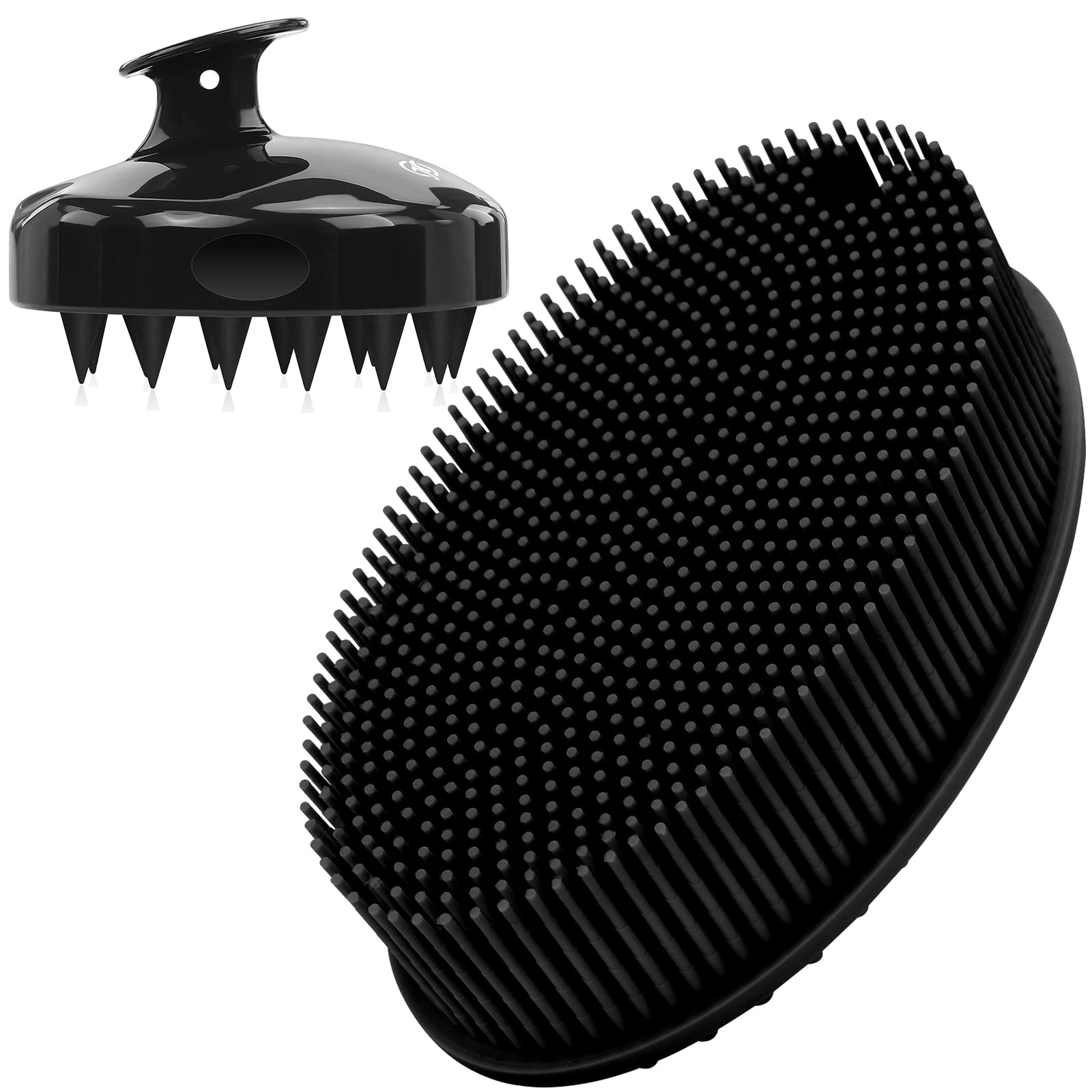 FREATECHSilicone Body Scrubber and Shampoo Brush Set, Black