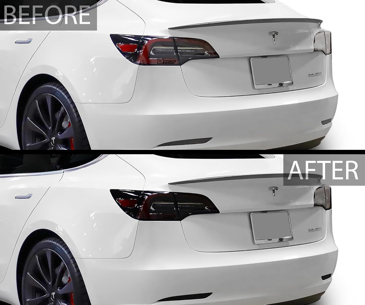 BOGAR TECH DESIGNS Taillight Headlights Smoke Tint PPF, Smokey Headlamp Cover, Tail Lamp Kit Car Accessories Compatible with Tesla Model 3 2017-2023, Dark Smoke