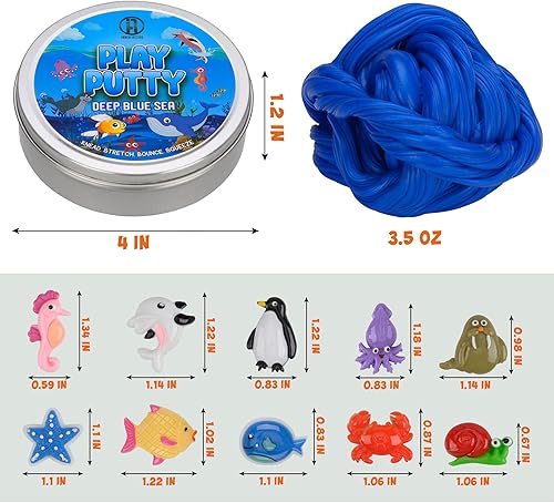 Miniatura 4 de Play Putty - Masilla de terapia para niños con encantos, terapia de mar azul profundo, resistencia media, aumenta las habilidades motoras finas y la