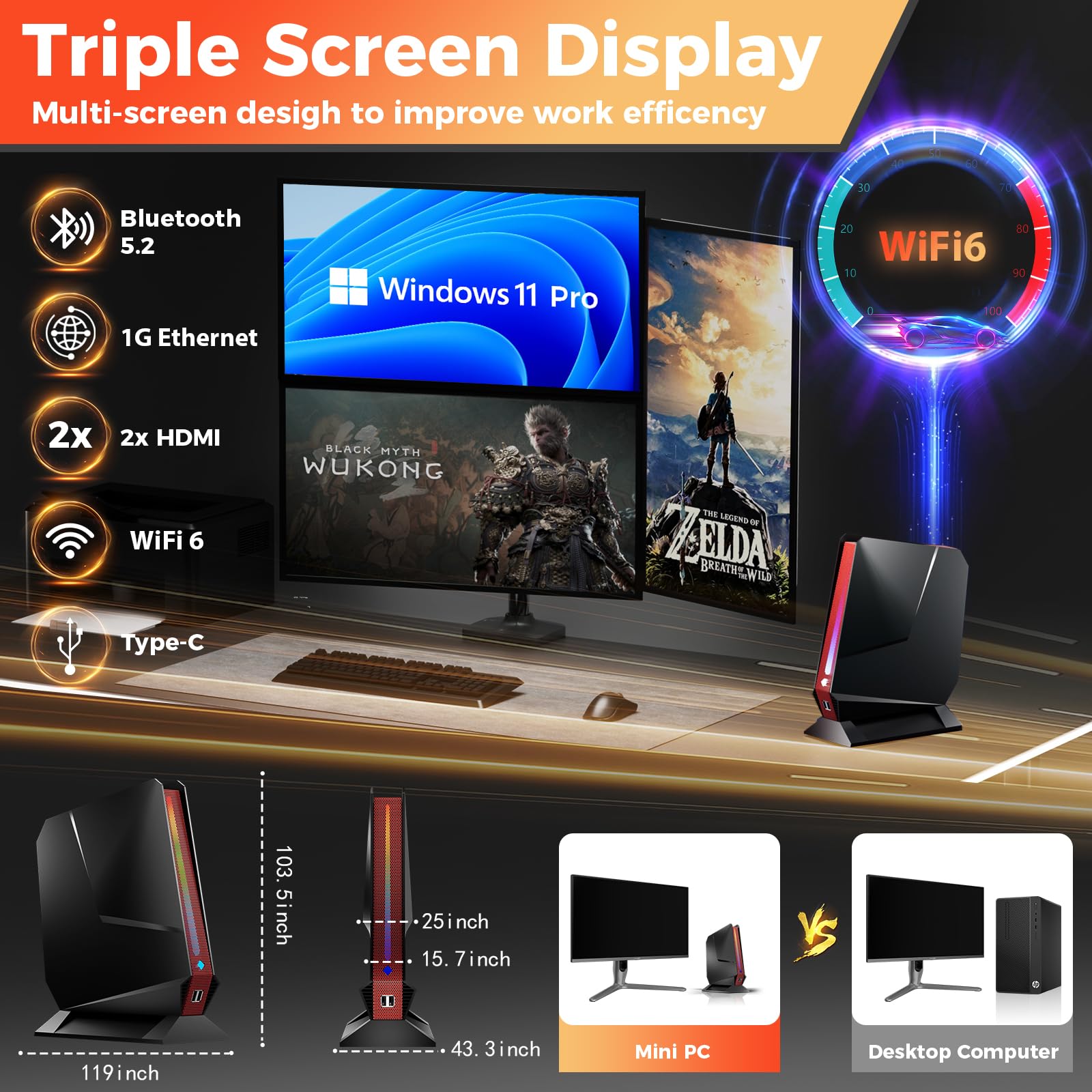 Amazon.co.jp: ミニPC、Intel Core I7-8750H ゲーミングコンピューター