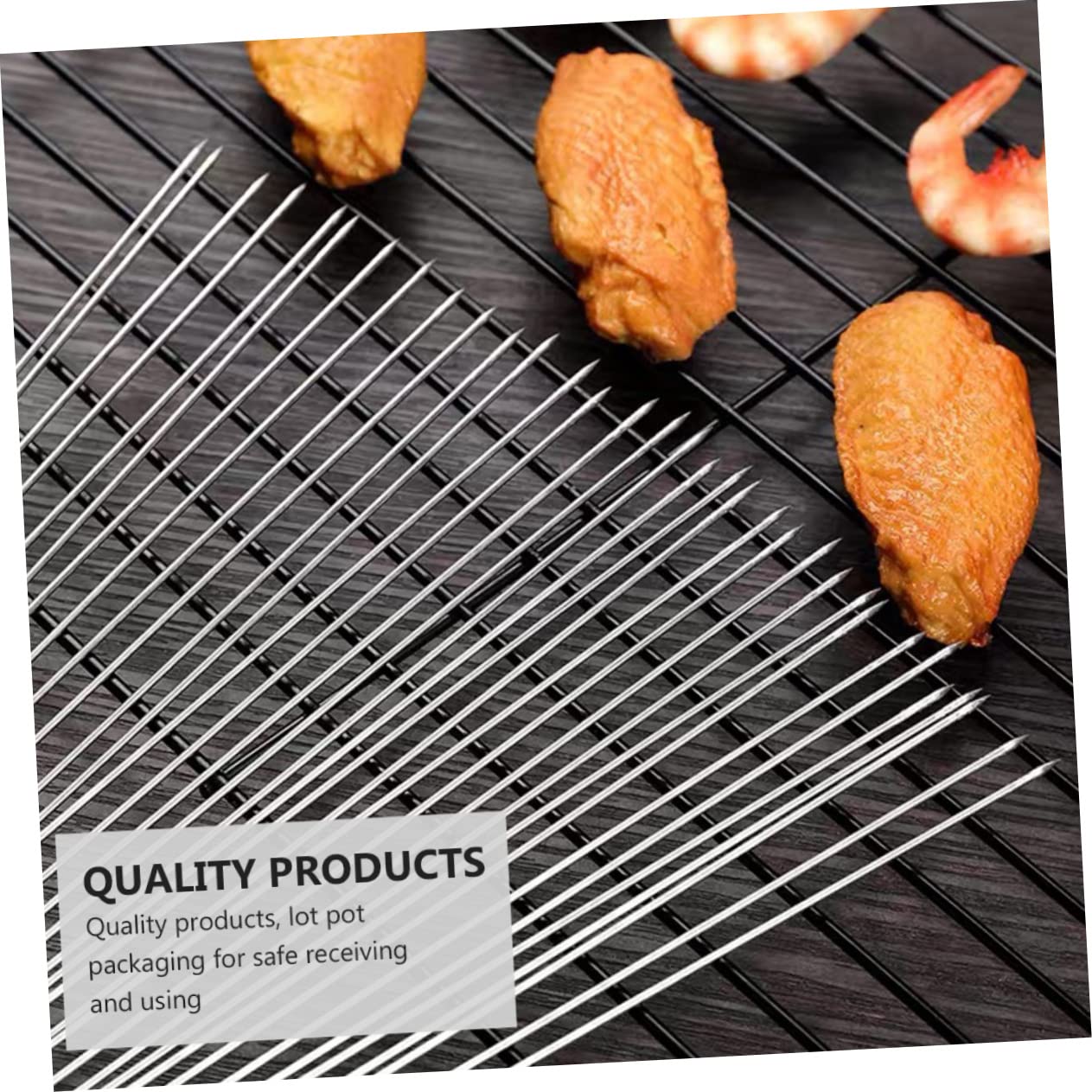 100 Pezzi Spiedini Barbecue Riutilizzabili in Acciaio Inossidabile Argento Alta Resistenza al Calore Trasferimento Termico Forte per Grigliate e Picnic