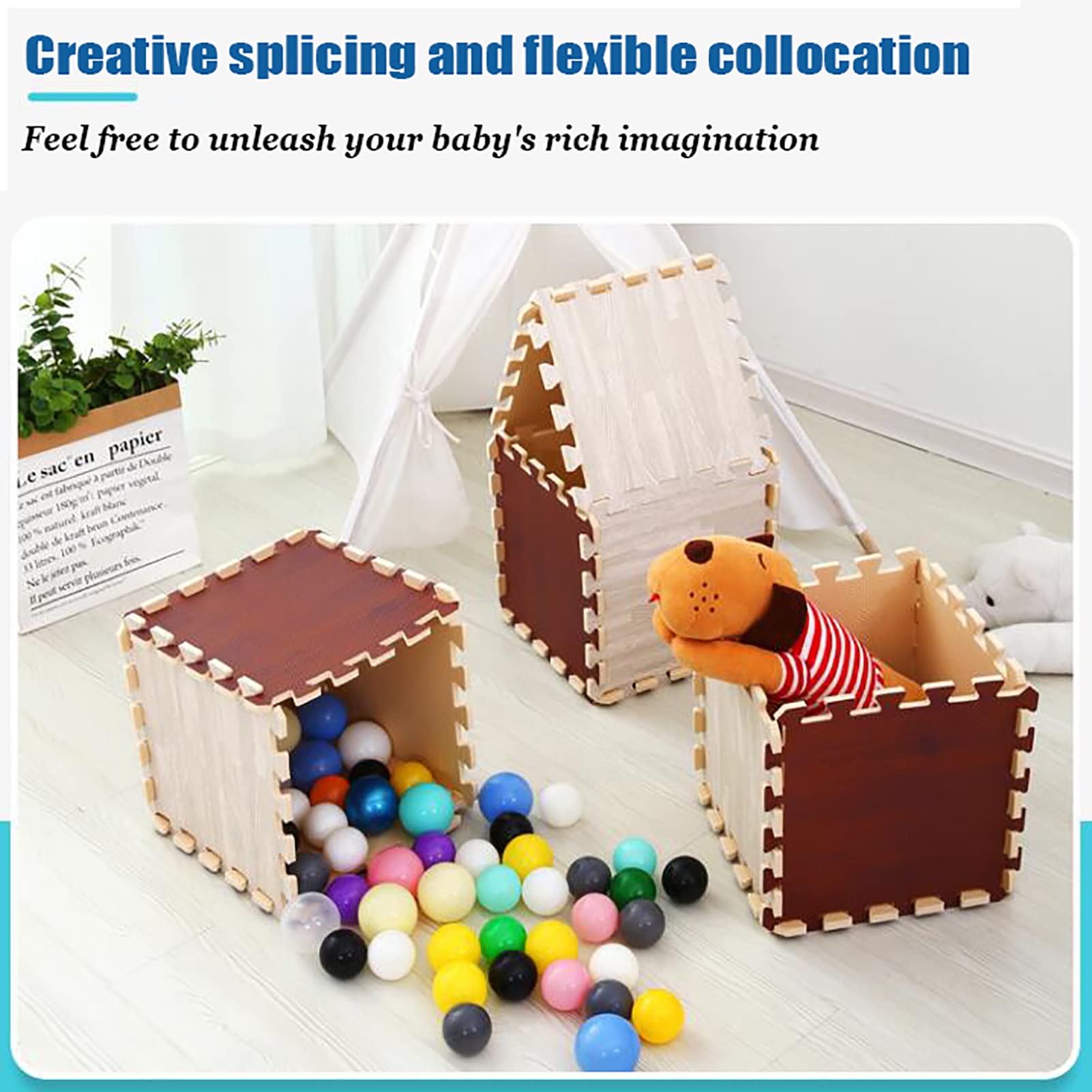 Tapis d'exercice Emboîtables en Mousse, Tapis De Jeu Puzzle en Mousse Bébé,30X30x1.2Cm Tapis Puzzle De Jeu Élastique avec Bordures,Tapis De Sol en Mousse Multicolore,G,36Pcs