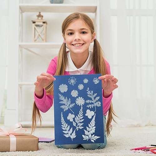 Miniatura 5 de Kit de 38 hojas de impresión solar cianotipo con 2 hojas acrílicas transparentes, papel de dibujo solar de alta sensibilidad para impresión de