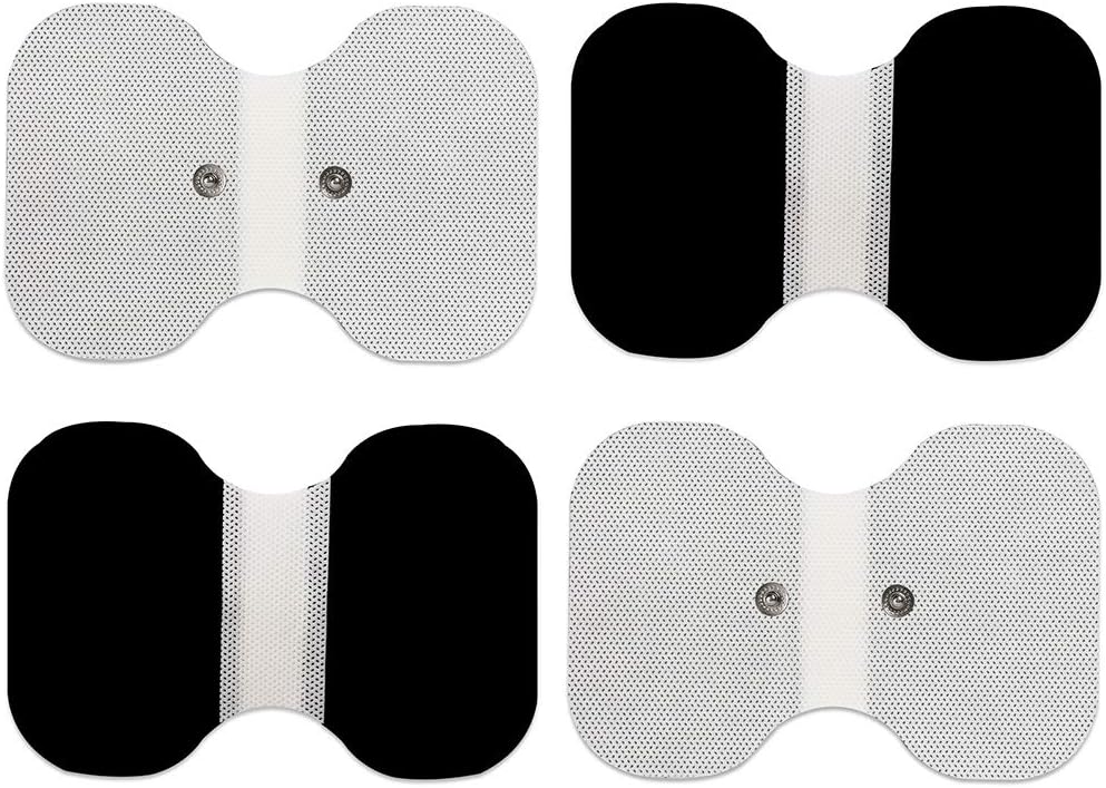 LotFancy TENS Unit Pads 4.3” X 6”, 4Pcs Snap Electrode Pads Large, Butterfly Shape, Reusable, Self-Adhesive