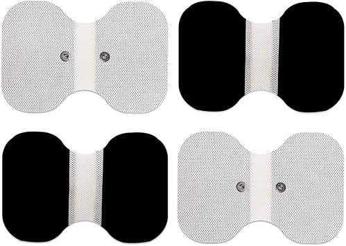 LotFancy TENS Unit Pads 4.3 X 6, 4Pcs Snap Electrode Pads Large, Butterfly Shape, Reusable, Self-Adhesive