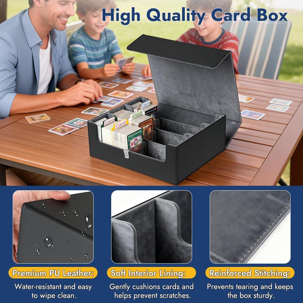Shintop Card Storage Box for 1800+ Trading Cards, Deck Organizer Case with 24 Dividers, 30 Labels & 3 Supporters, Magnetic Closure Card Collection Holder Fit for Mtg, Yugioh, Tcg