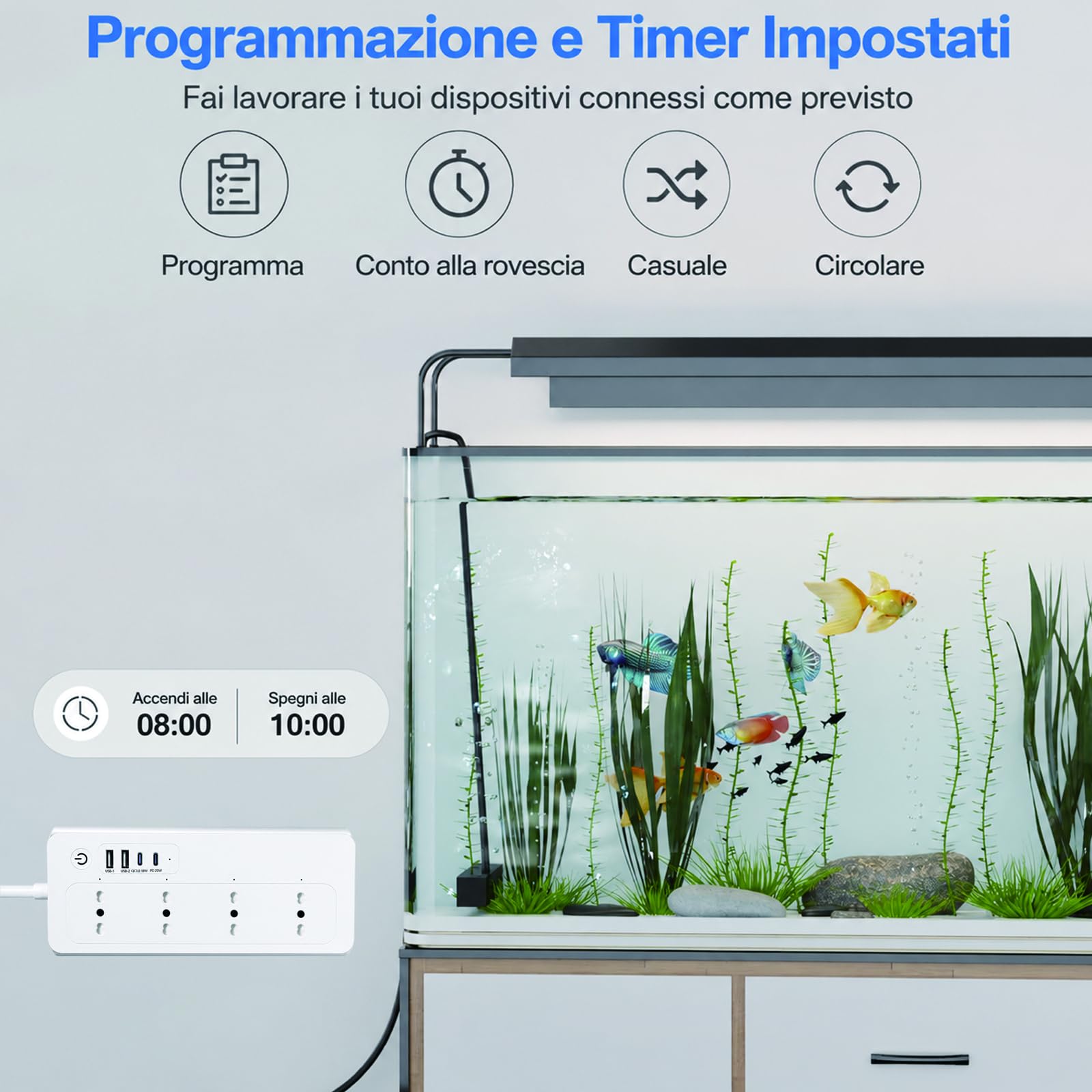 Cheda di alimentazione inteligente, Scheda di alimentazione WiFi, protezione da sovratensioni, compatible con Alexa e Google