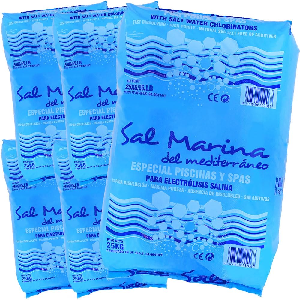 Llofer - 5SEL25KG, 5 Sacs de sel Fin pour Piscine (Dissolution Rapide) - 25kg