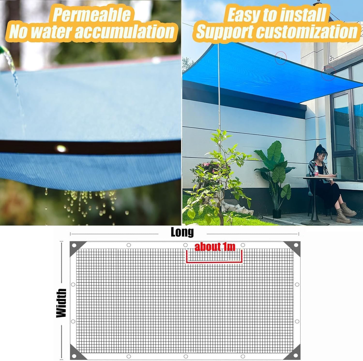 Shade Garden Netting Sunblock Shade Cloth 85% Sun Shade Net HDPE Sun Shade Cover UV Resistant Shade Mesh Tarp Privacy Protective Screens for Cars, Dogs, Outdoor, RV, Patio (Size : 2m*4m)
