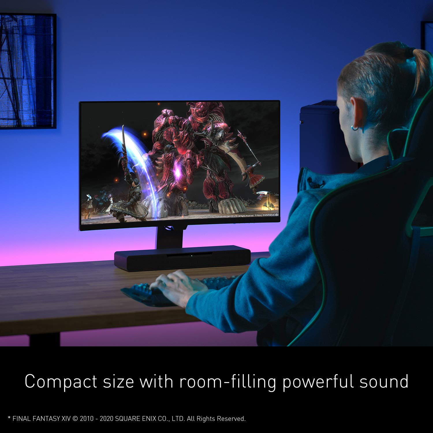 Panasonic SC-HTB01 PC Gaming Lautsprecher mit integriertem Subwoofer (Dolby Atmos und DTS:X, Bluetooth, High-Resolution Audio, HDMI) schwarz
