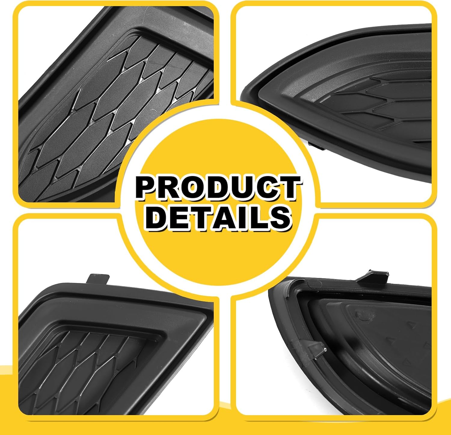 GearUp Fog Light Cover Front Driver & Passenger Side Compatible with Ford Edge 2015-2018, Fog Lamp Bezel Grille Replaces FT4Z-17B814-AA, FT4Z-17B814-AB