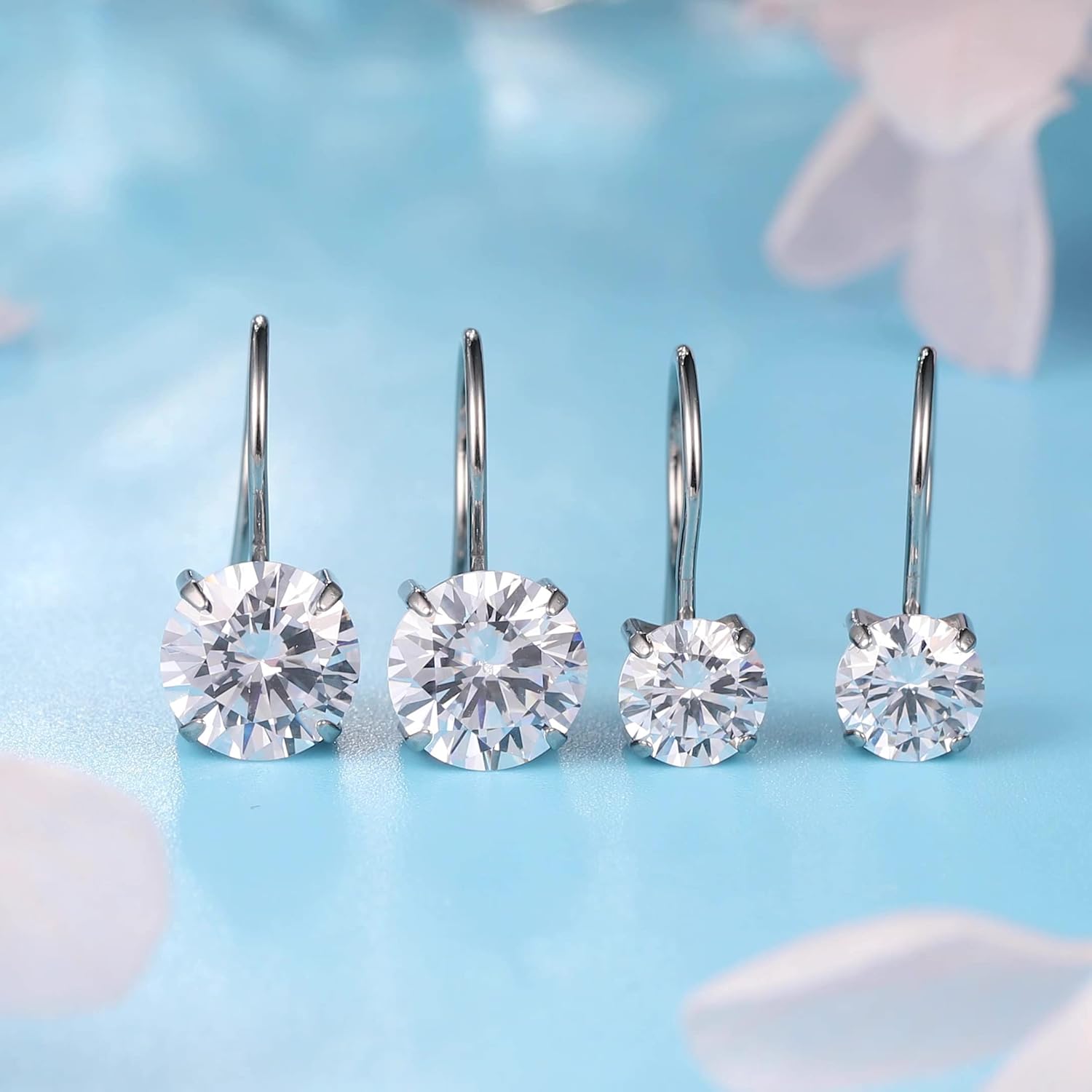 Limerencia Hypoallergenic Pure Titanium Cubic Zirconia Dangle Hoop Earrings,Lightweight Drop Earrings Round bright zirconia size 8 mm (5/16inch) for Sensitive Ears Women - Image 6