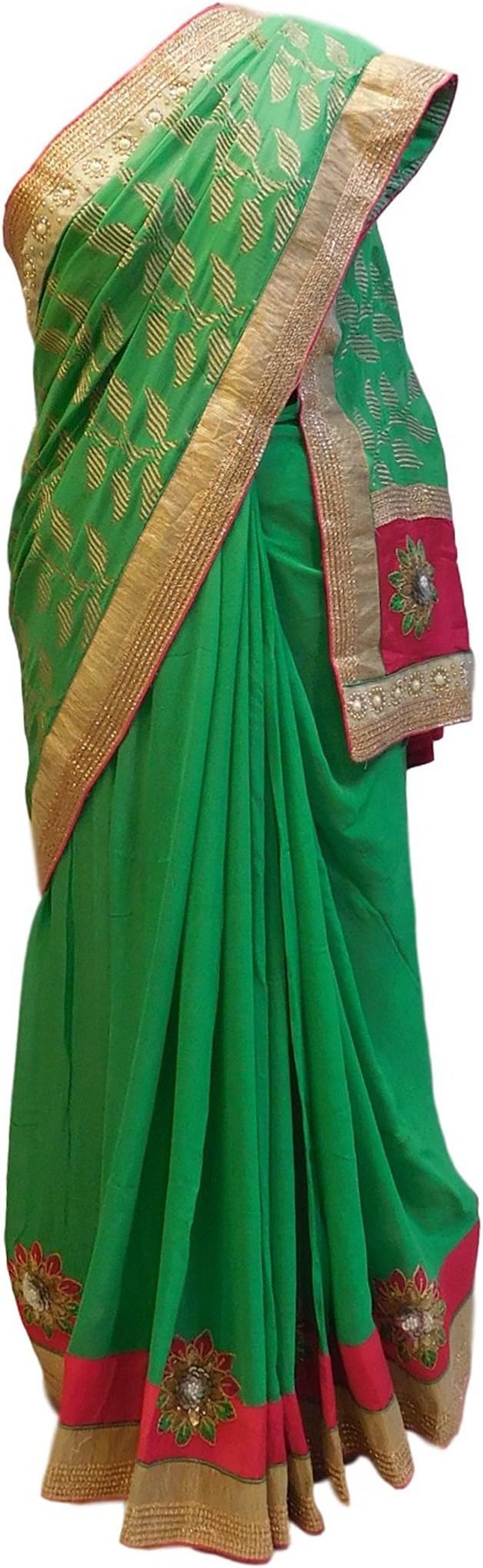 SMSAREE Green Designer Georgette Saree AZSAC158