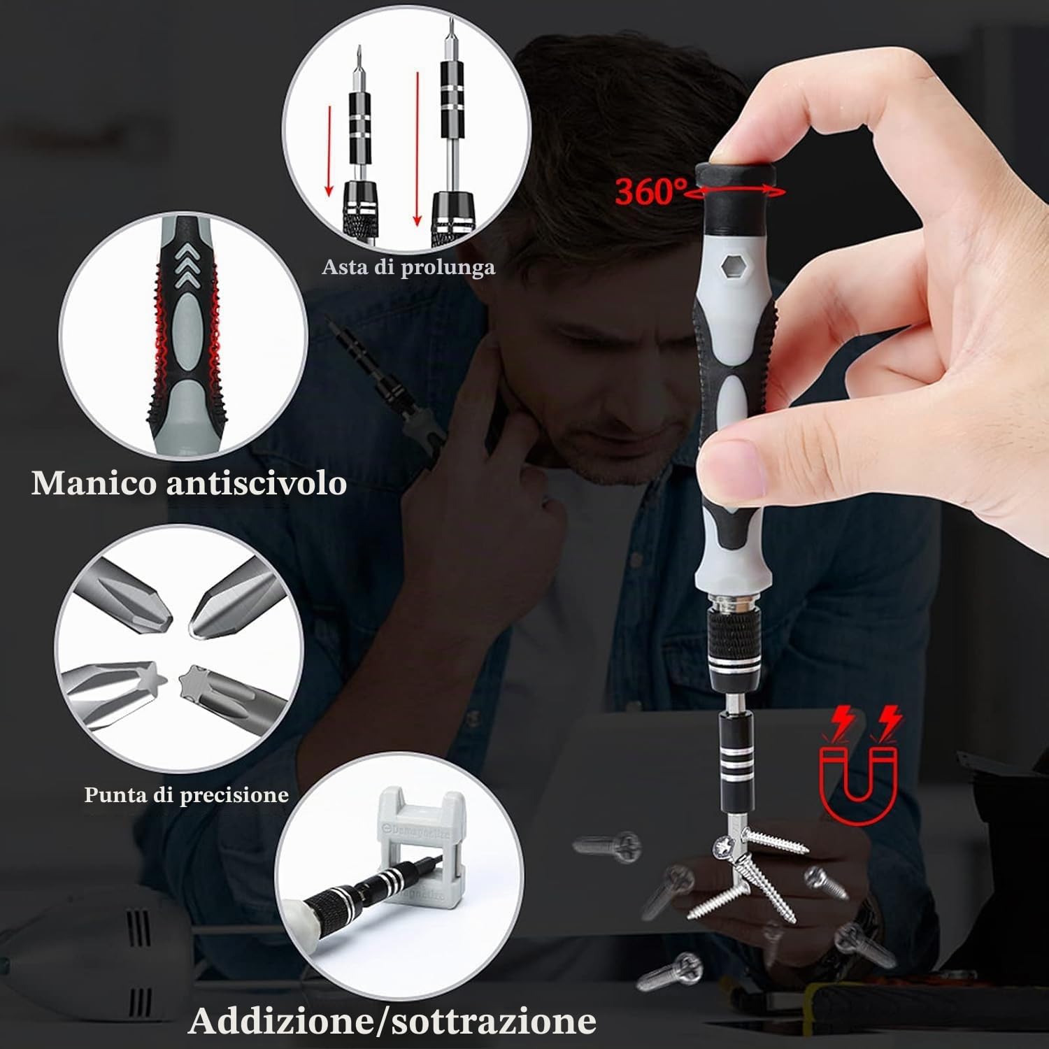 115 in 1 Set Cacciaviti di Precisione, Piccolo set di Bit Cacciaviti, Kit di Utensili per Riparazioni Elettroniche Fai da te, Computer Portatile, iPhone, Computer, Micro PC, MacBook, PS4