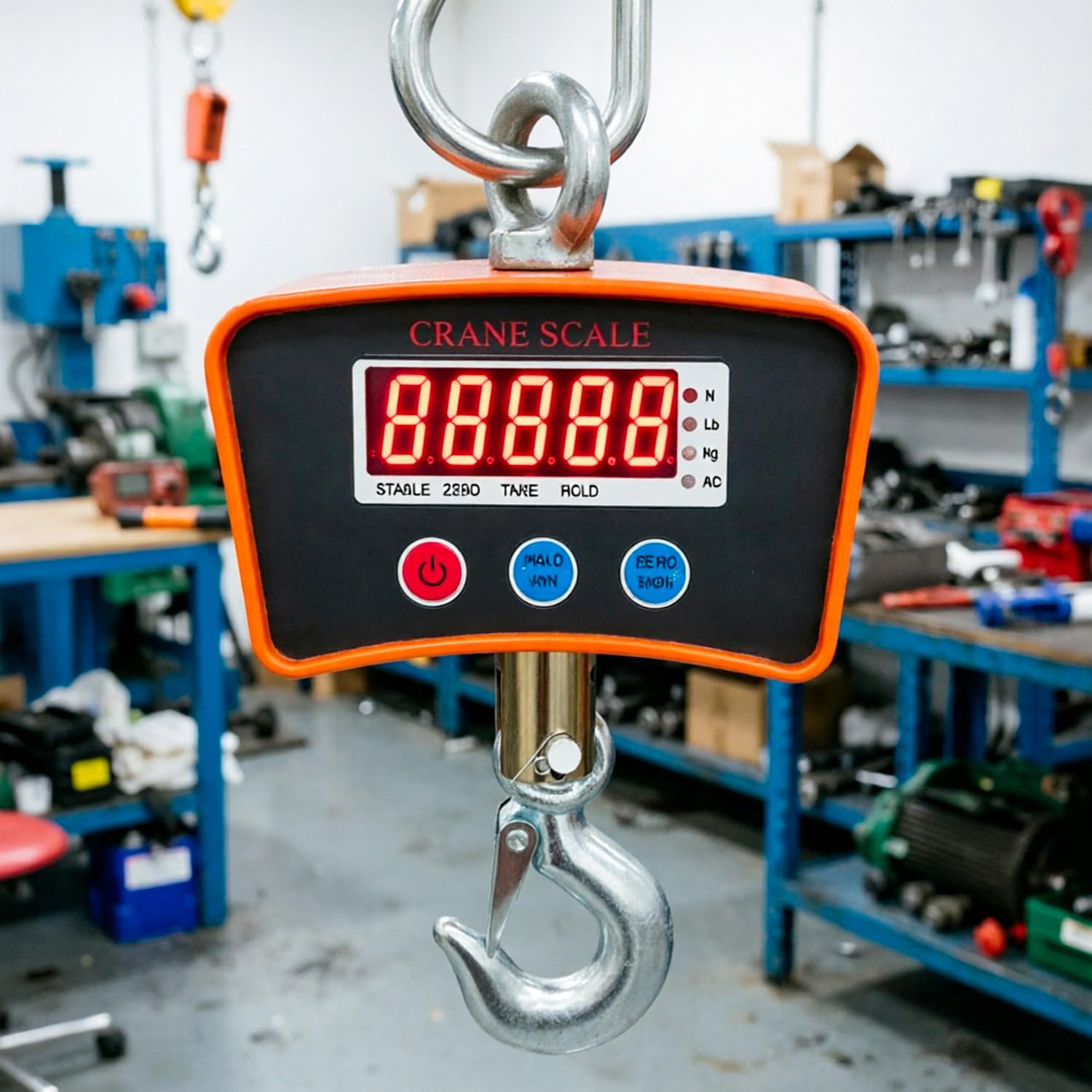 Bilancia Dinamometro da Gru 1000 kg Laredo Con Gancio Industriale In Acciaio Inox Digitale LED a Sospensione Bilancia Industriale Professionale per Magazzino Officina e Logistica