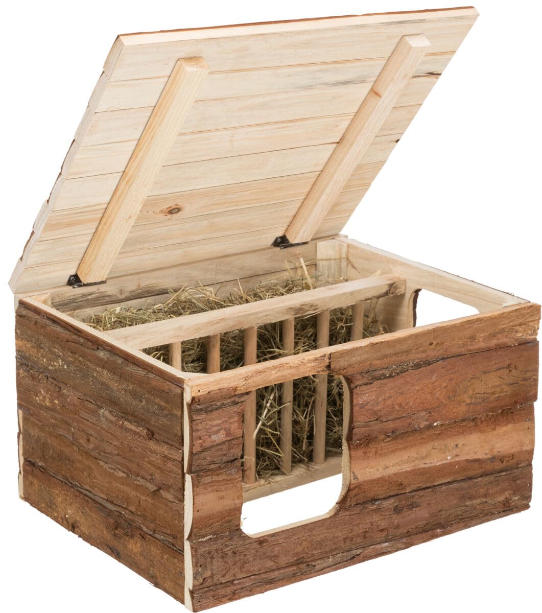 TRIXIE Hilke House, con mangiatoia per Fieno, Legno di Corteccia, 40 x 23 x 32 cm, 2515 kg