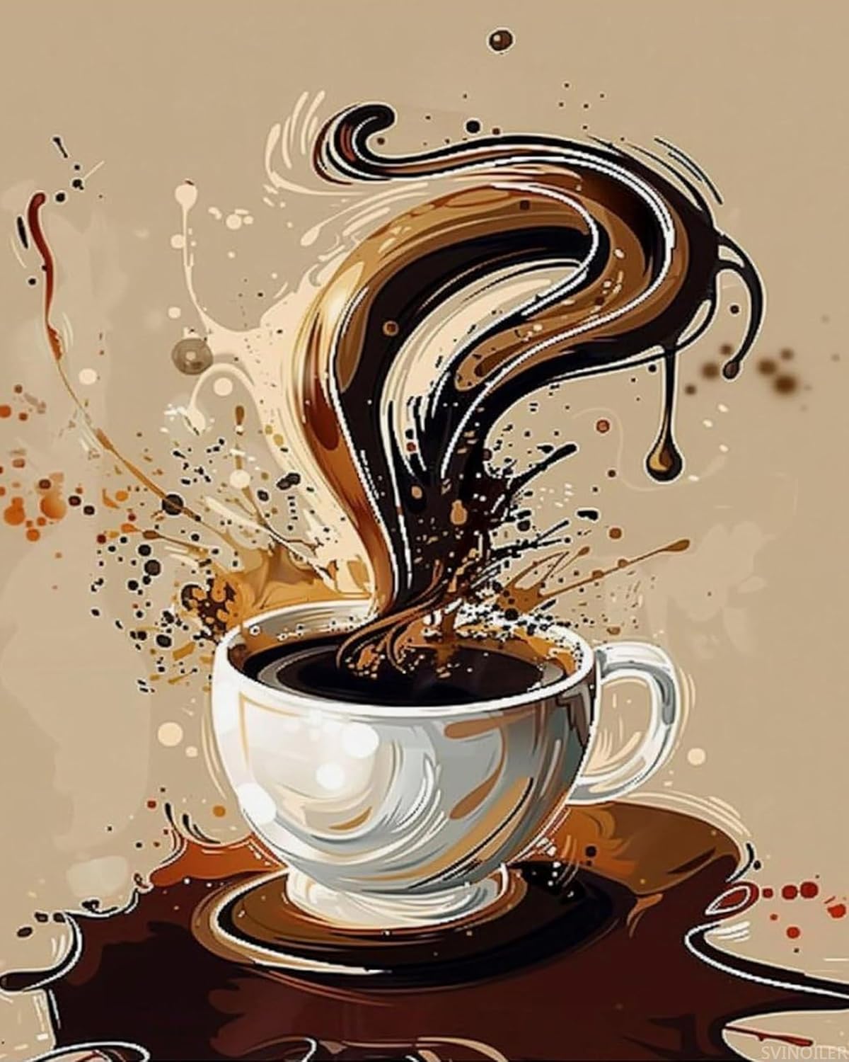 SVINOILER Coffee with Milk Paint by Numbers Kit Paint by Numbers DIY Acrylic Drawing Paintworks Artwork Adults Beginners 16x20inch