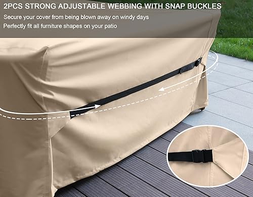 Vista 22 de Juego de funda impermeable para muebles de patio, fundas resistentes para muebles de exterior, juego de fundas resistentes al agua, juego de sofá