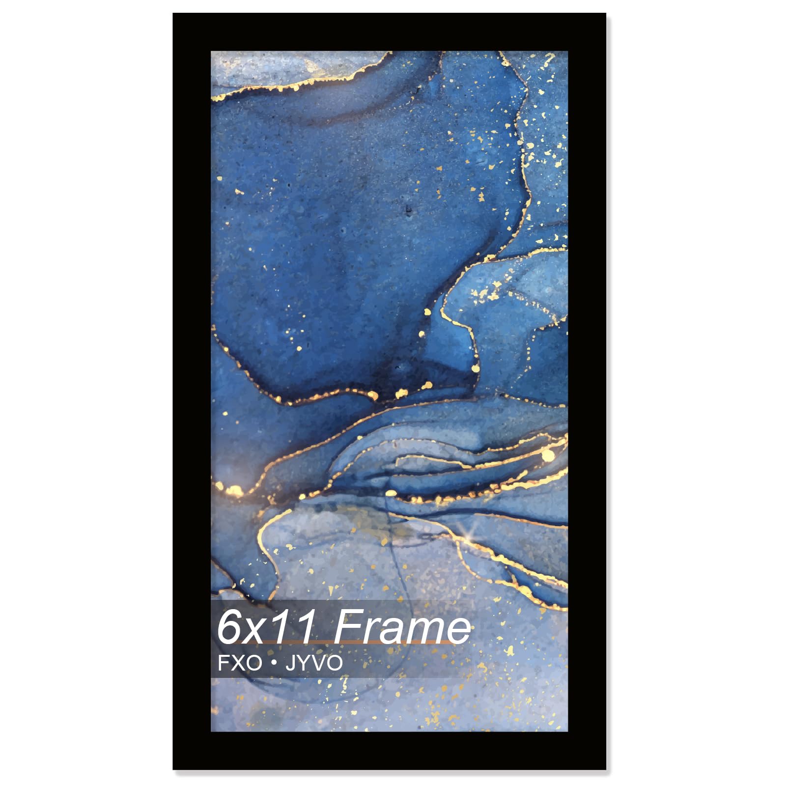 Fxojyvo 6x11 Picture Frame, Black Frame for 6 x 11 Inch Picture Poster Photo, Light Weight and High Transparent 6 by 11 Frame for Wall - 1 Pack/Black/6"x11" — image 1