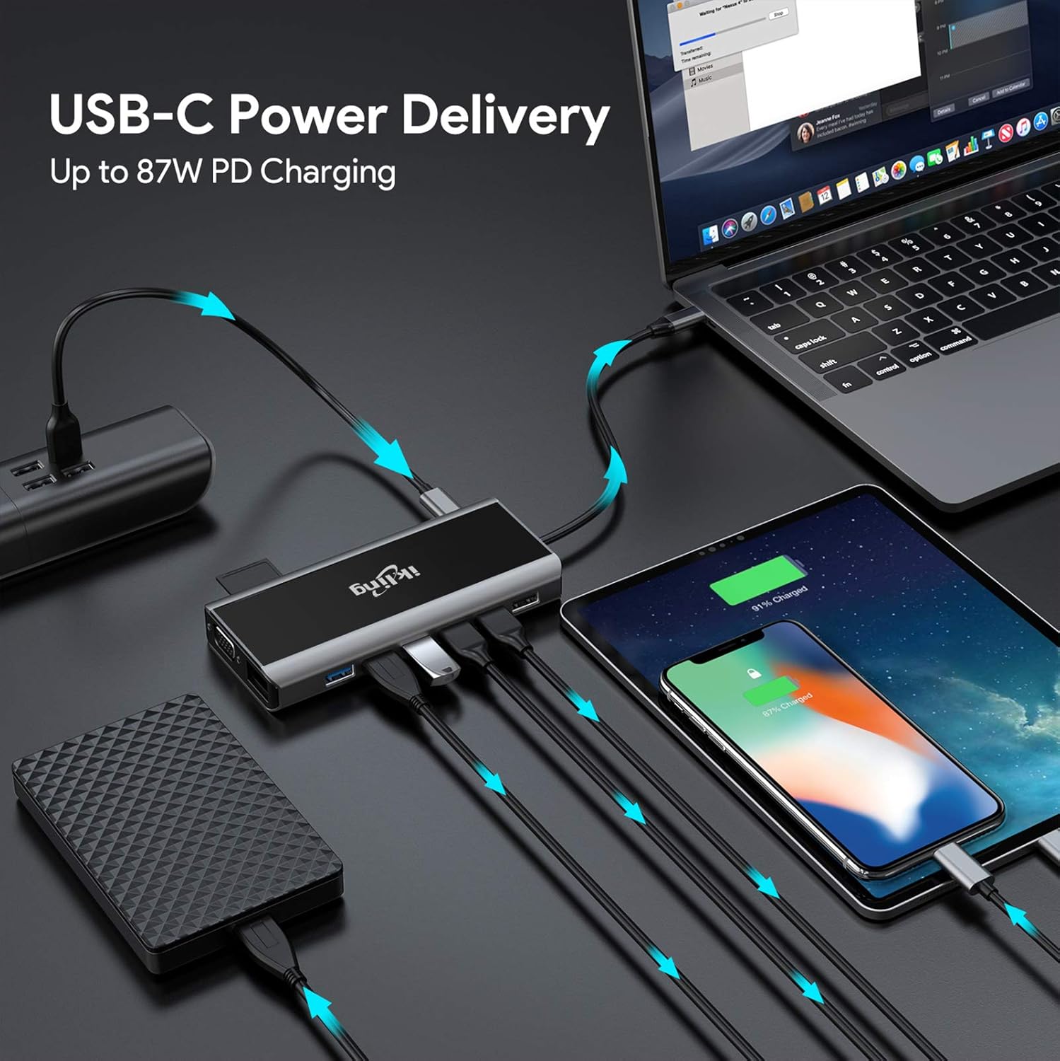 50% Off Discount USB C Hub, 15-in-1 USB C Docking Station to HDMI, VGA, Wireless Charger, Gigabit Ethernet, 3 USB 3.0, SD/TF Card Reader, USB C to 3.5mm, USB C Dock for MacBook Pro and Type C Device (Thunderbolt 3)