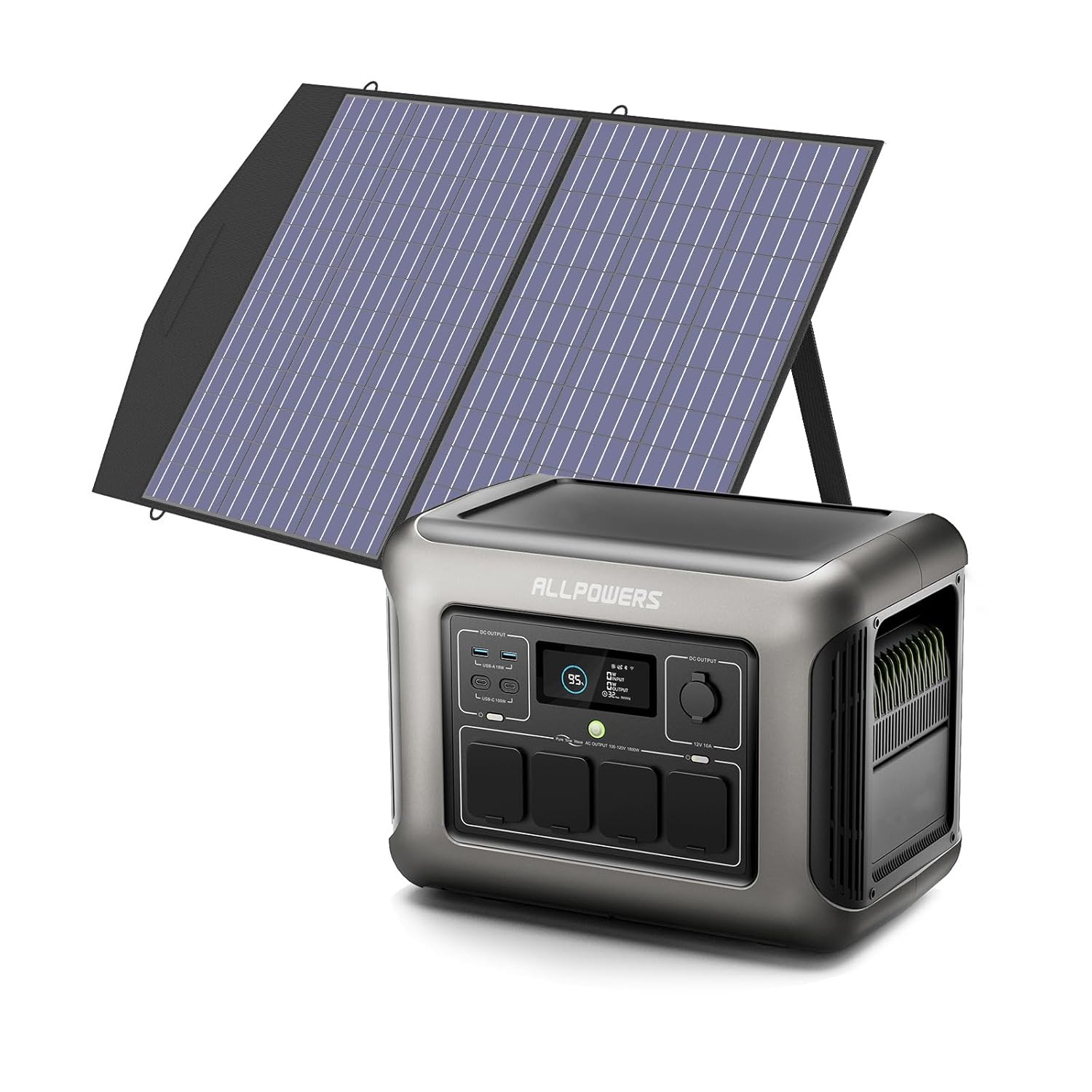 ALLPOWERS R1500L Portable Power Station with SP027 Solar Panel 1600W 1056Wh LiFePO4 Solar Generator with 100W Panel Included
