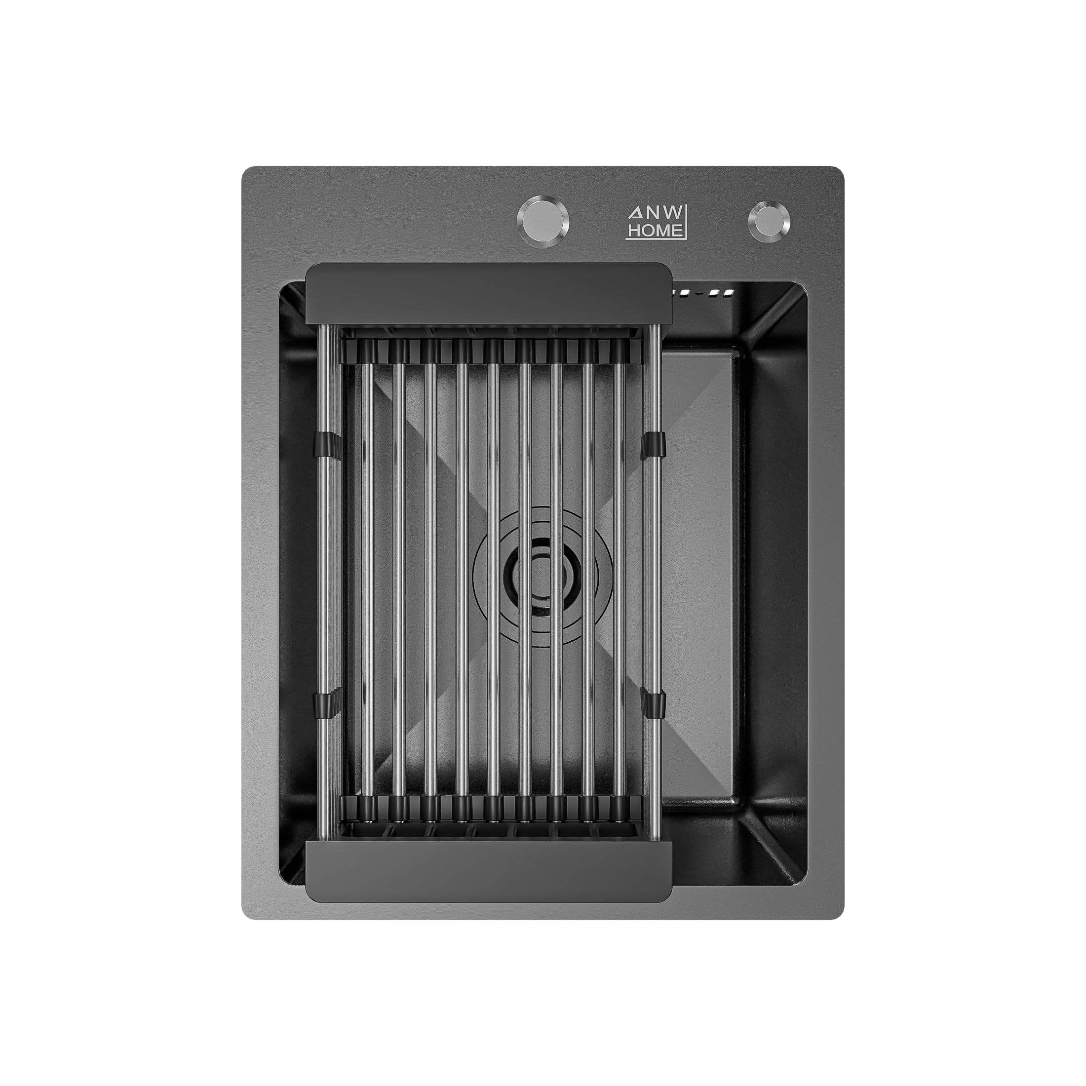 ANW HOME Kitchen Sink Stainless Steel, Single Bowl Kitchen Sink 40x50 cm, Graphite PVD, Nano-Coating, Thickness 3.0/1 mm, with Siphon, Soap Dispenser and Basket โ image 1