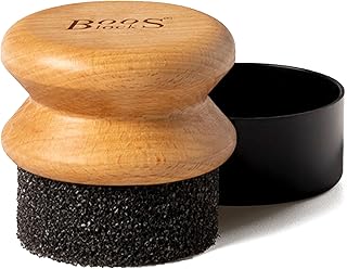 John Boos Oil & Cream Round Applicator for Wood Cutting Boards, Butcher Blocks & Utensils, Beechwood - Solid Hardwood Handle, Silver Ion-Treated Sponge, Storage Cap, Easy and Even Application