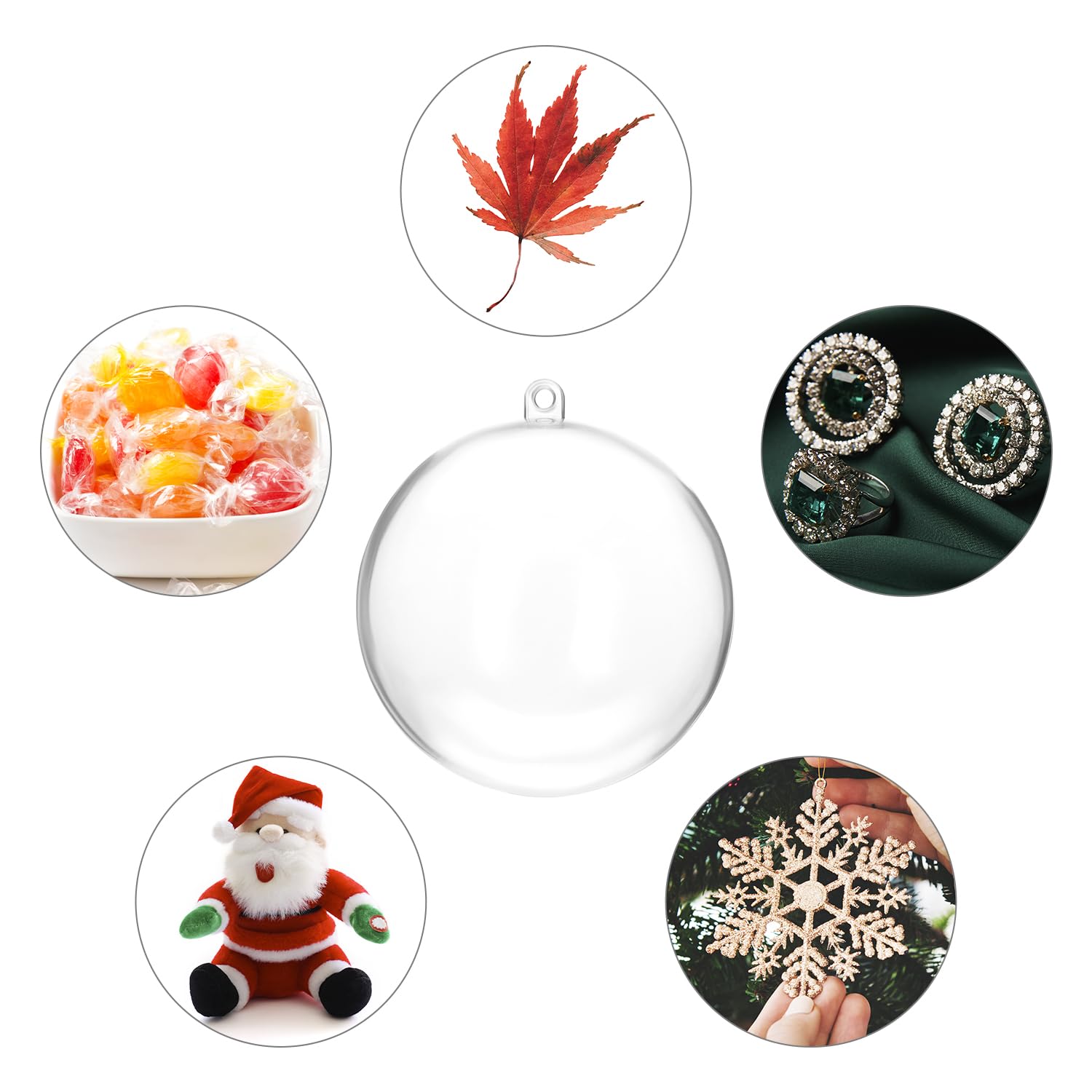 QWORK® 20 pièces Boules en Plastique Transparentes, Ø8 cm Boule de Noel, Boules en Plastique à remplir