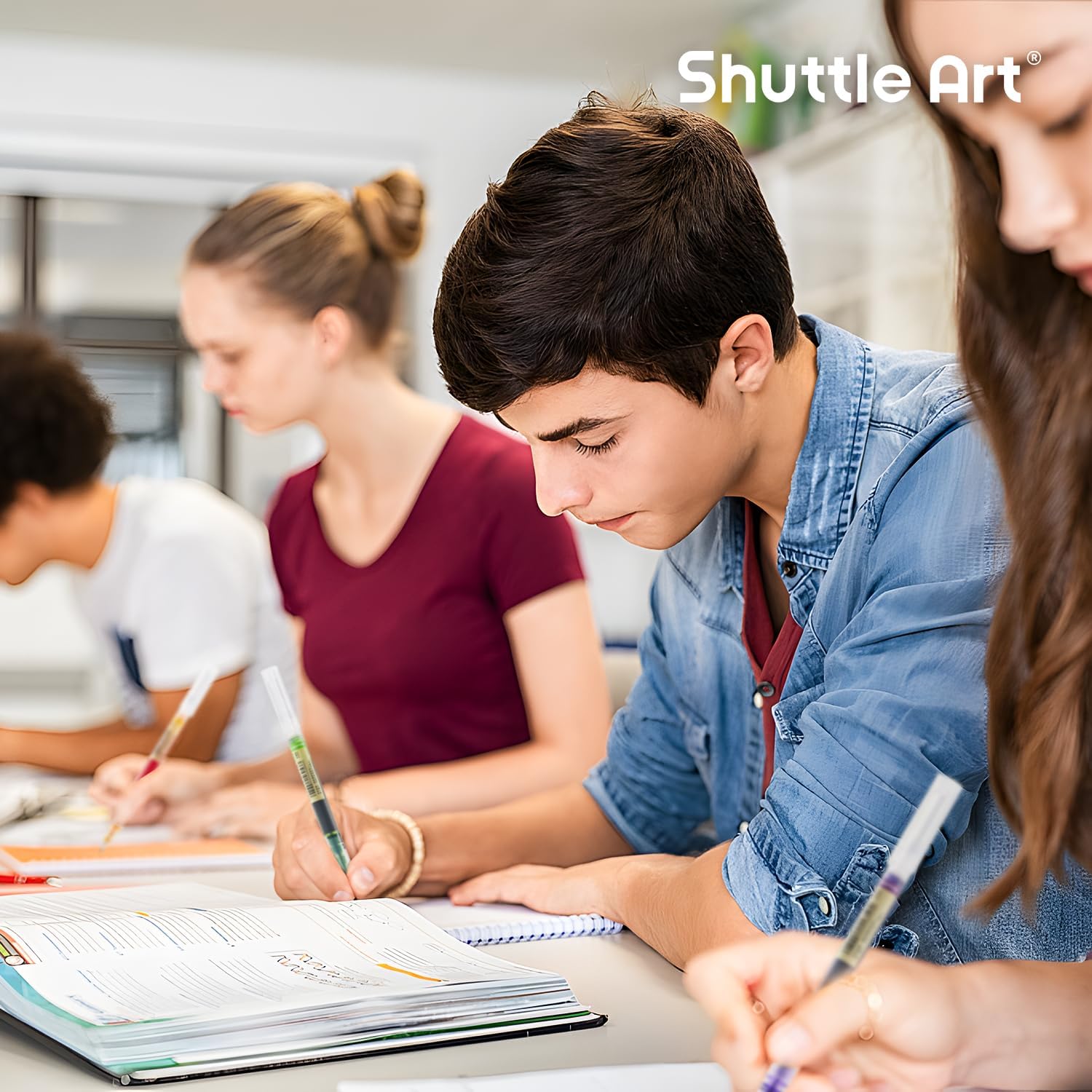 Shuttle Art Liquid Ink Rollerball Pens, 10 Bright Colors Quick Drying 0.5mm Extra Fine Point Long Lasting for Writing Journaling Taking Notes Doodling School Office Home - Image 6