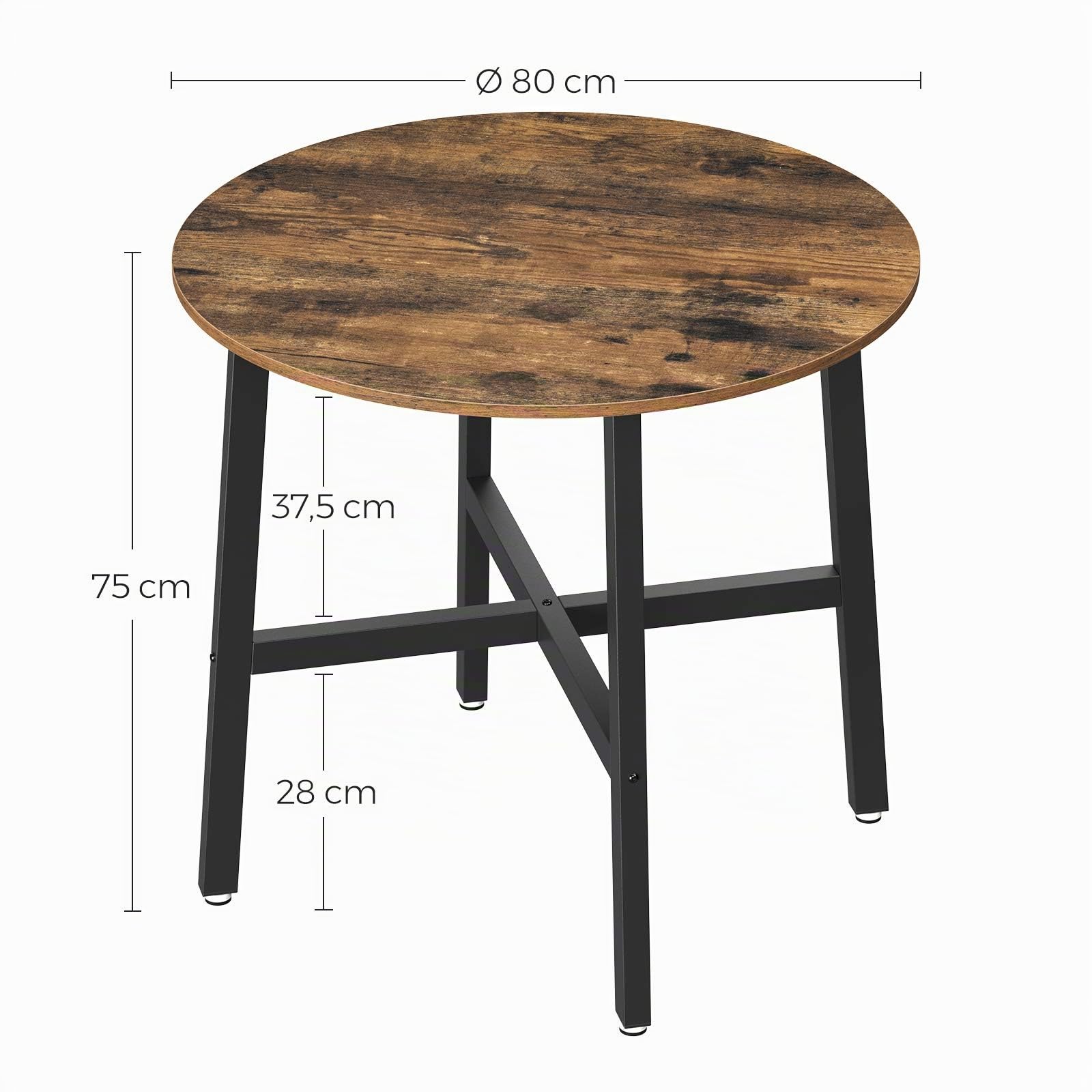 VASAGLE Table à Manger, Table de Cuisine Ronde, 80 x 75 cm (Diamètre x H)