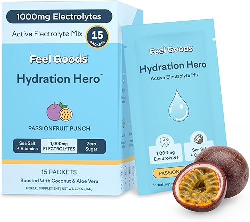 Feel Goods Hydration Hero - Paquetes de electrolitos en polvo sin azúcar para hidratación diaria, mezcla de bebidas con electrolitos con magnesio,