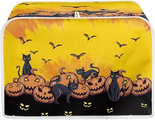 Fundas para tostadoras de calabaza y gato de Halloween, a prueba de polvo, lavables, se adaptan a la mayoría de tostadoras de 2 rebanadas, fundas de