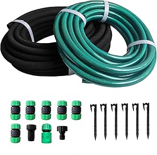 Customizable Soaker Hose System - 1/2 inch x 50ft Soaker Hose with 25ft ...