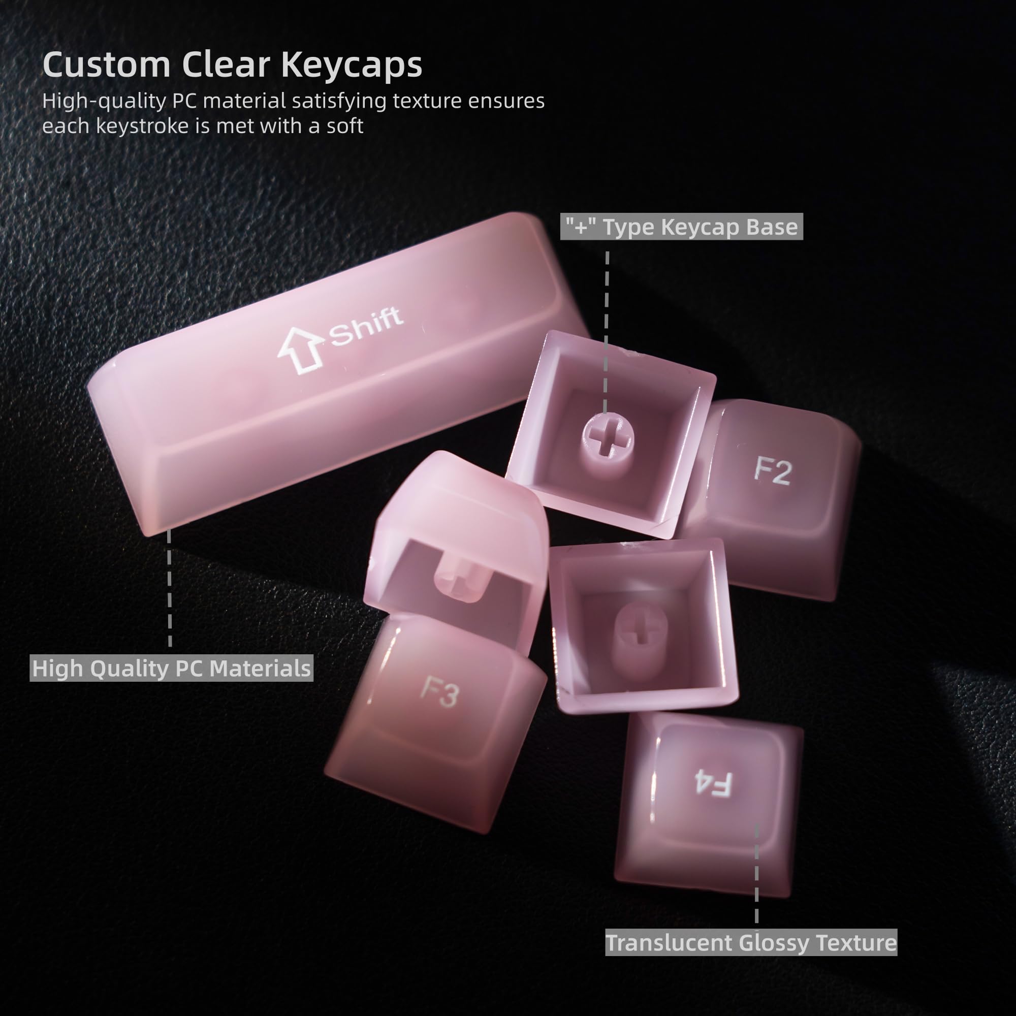Womier Lot de Touches de Clavier Transparentes 60, 65, 75, 100%, gelée Transparente, Mignonnes et personnalisées pour claviers mécaniques Cherry MX, Kailh, Outemu, Gateron (Profil MDA)