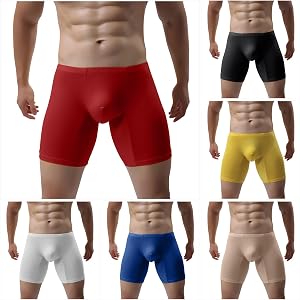 Total Support Pouch Mens Boxer Brief Underwear Anti-Chafing Moisture-Wicking Odor Control Ice Silk Flat Angle Panties