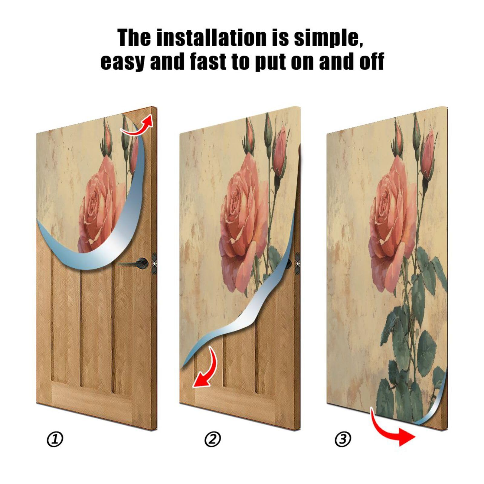 FLildon Valentines Retro Rose Door Cover Decoration, Party Accessory Porch Decor for Festive Ornament Room Door Covers 36 x 98 Inch