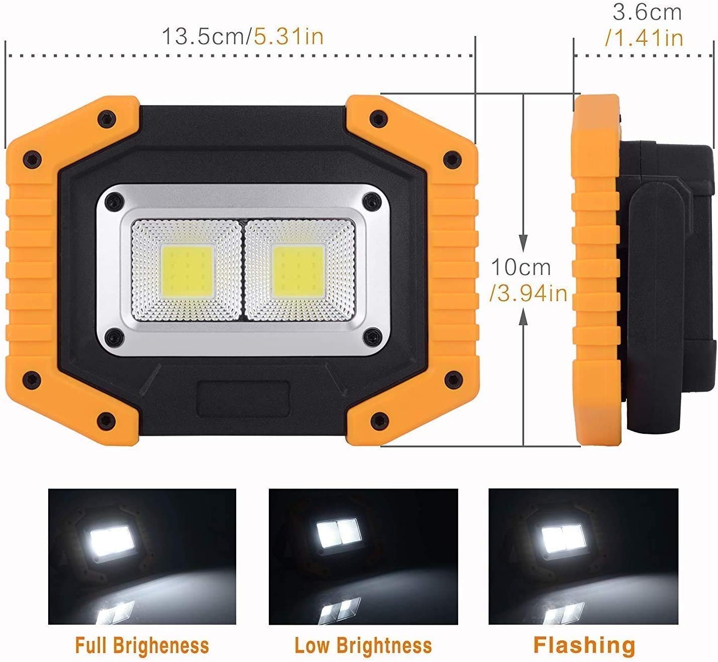 Lampada da Lavoro Faretto da Lavoro a LED Ricaricabile Lampada da Lavoro Portatile con Set di 2 luci da Cantiere USB, 8000LM Escursionismo Emergenza Auto Riparazione Costruzione Leggera Illuminazione