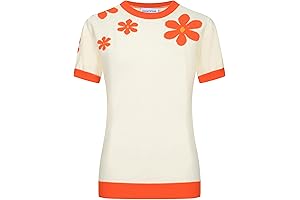 ModCloth Women's 1960s Retro Knit Lightning Bolt Pattern Crewneck T-Shirt