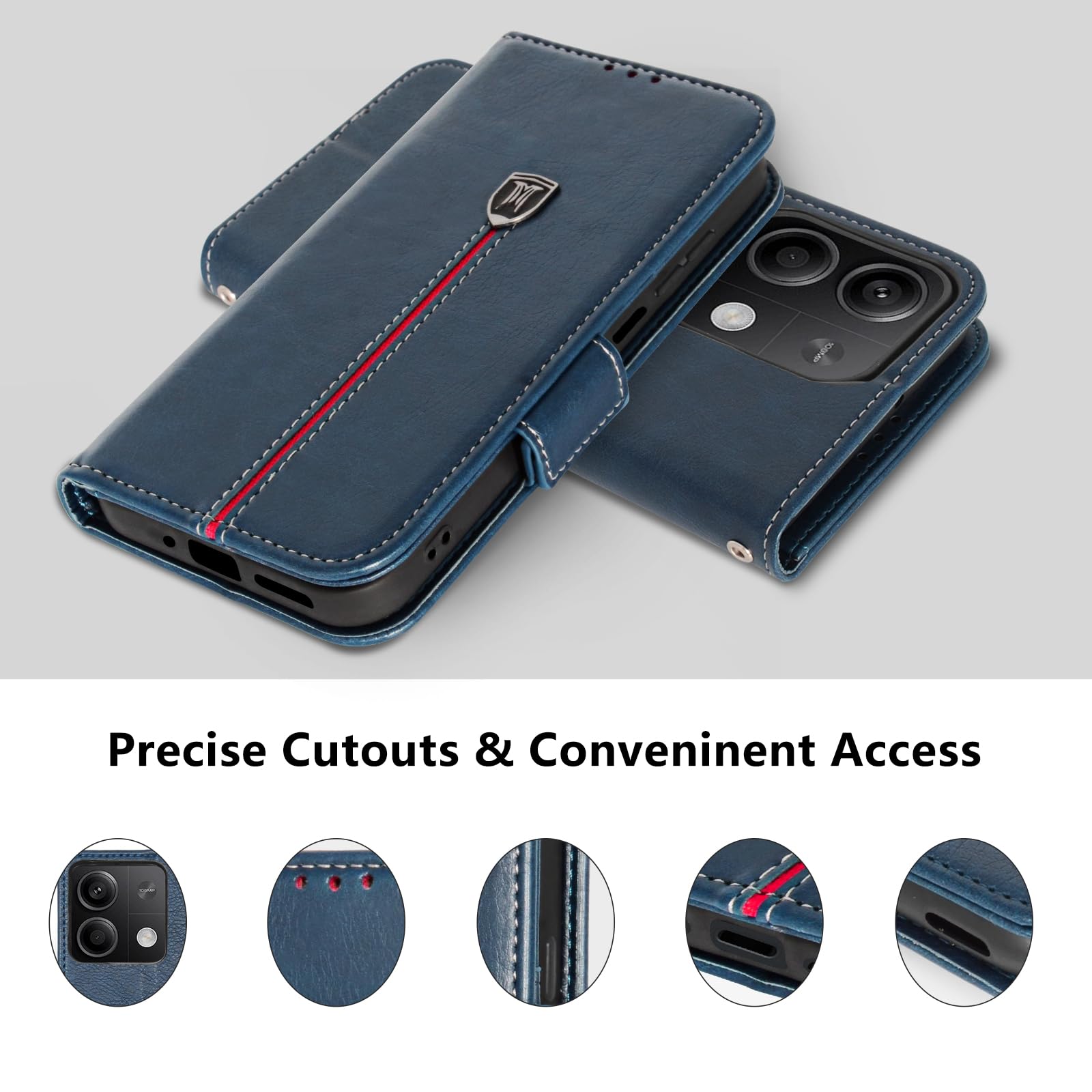 Cover per Xiaomi Redmi Note 13 4G, Custodia Flip Pelle Portafoglio, Magnetica Libro Slot Schede Redmi Note 13 4G Cover, Silicone TPU Bumper Wallet Supporto Antiurto Case Per Redmi Note 13 4G Blu