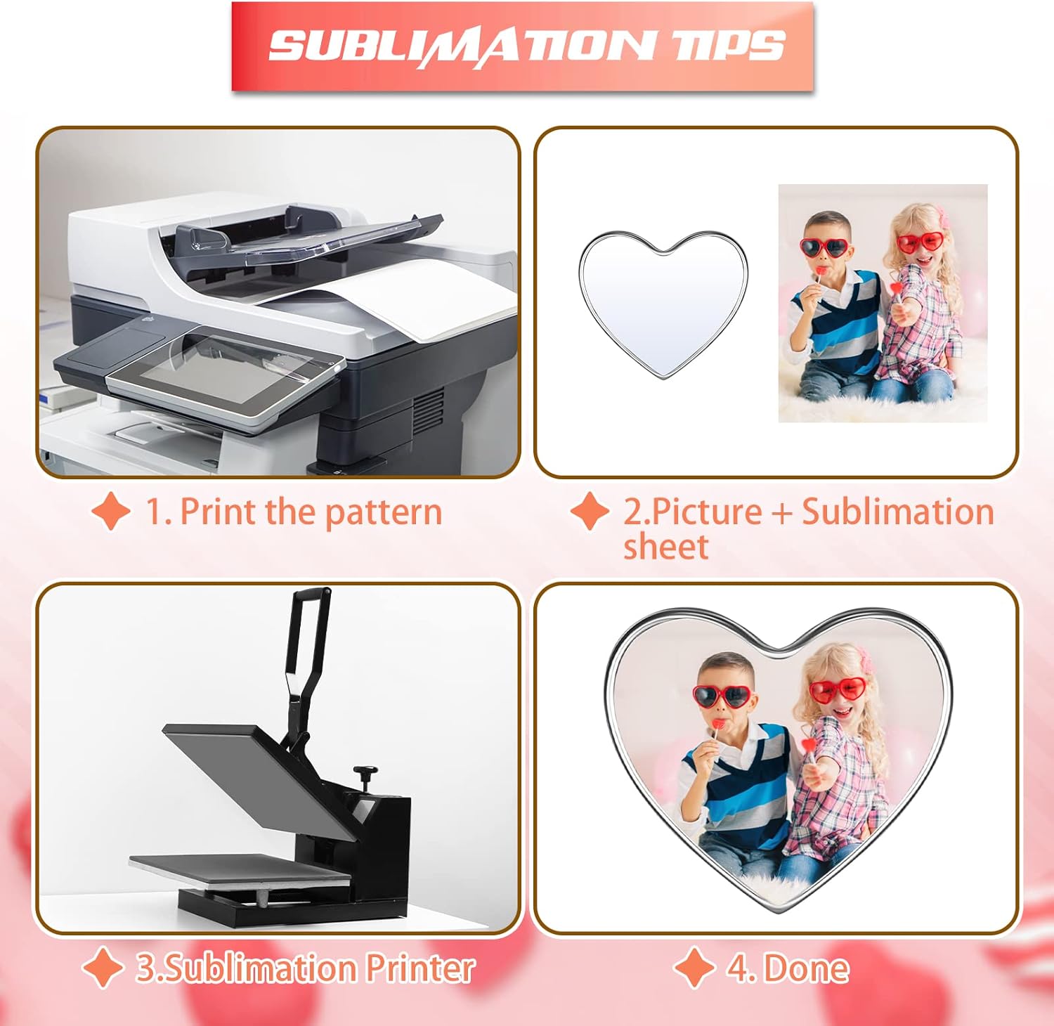 30 Pcs Heart Sublimation Blank Pins, 0.75 Inch DIY Button Badge Kit with Aluminum Inserts and Butterfly Pin Backs, Custom Name Tags for Wedding, Bridal Shower, Mother's Day