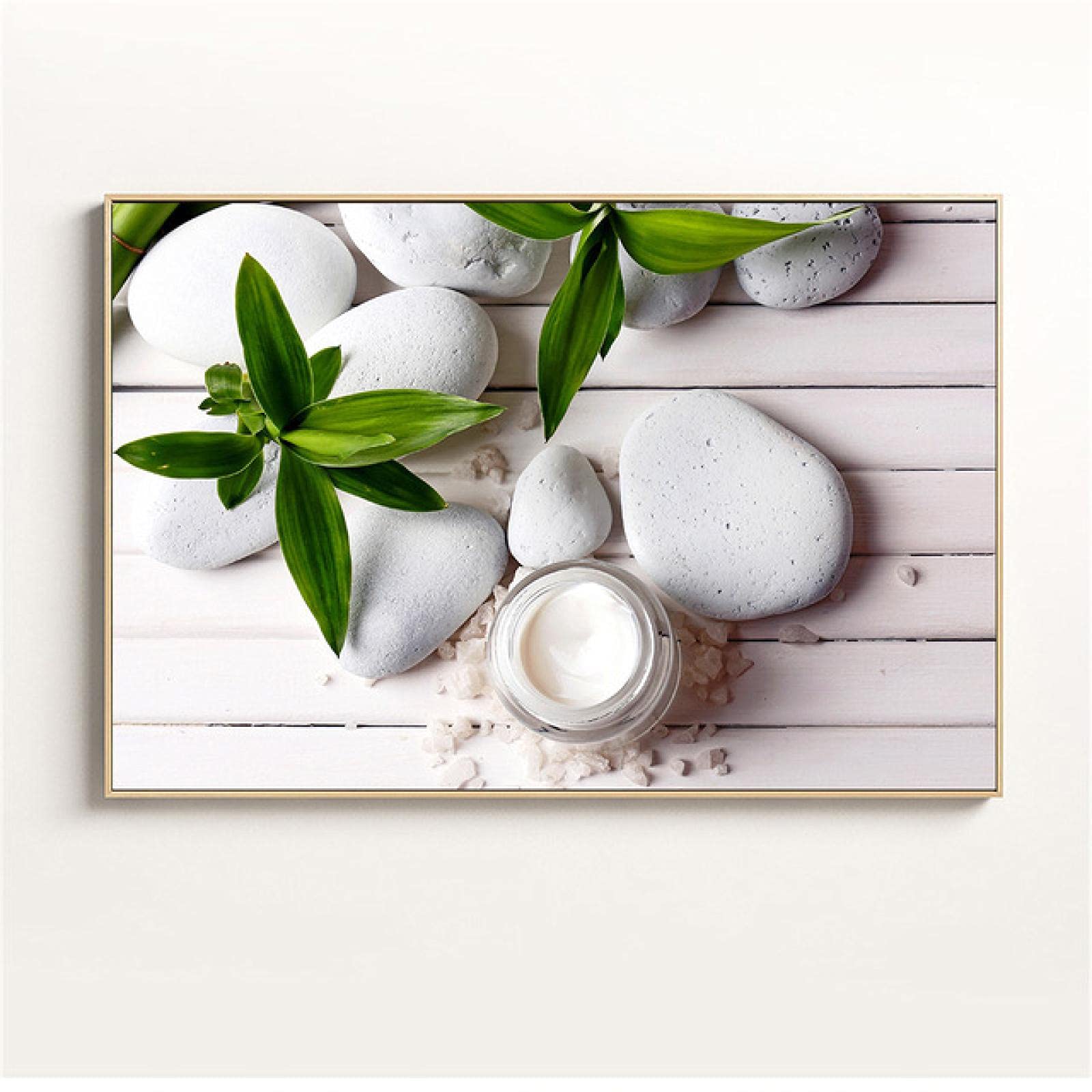 weiling Decoración Moderna del hogar Mural Arte de la Pared Pintura de Piedra Zen Cartel de la Planta Verde decoración del baño Pintura de la Pared 70x100cmx1 Marco Interior