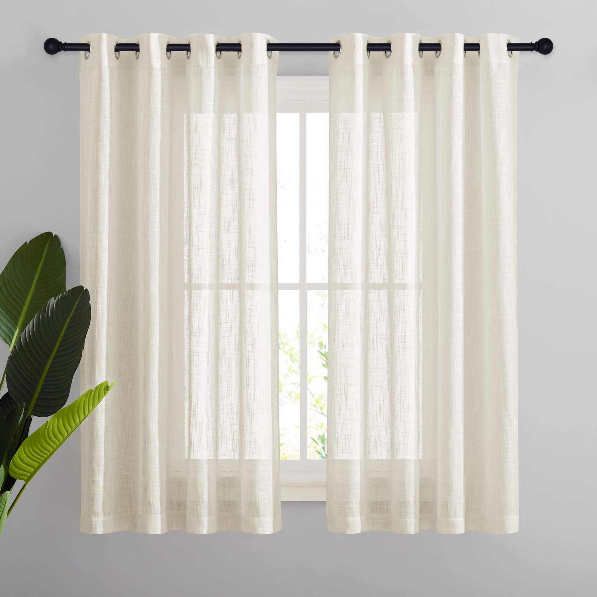 Rideaux semi-transparents voilages fenêtres salon chambre adulte lin beige 132x160