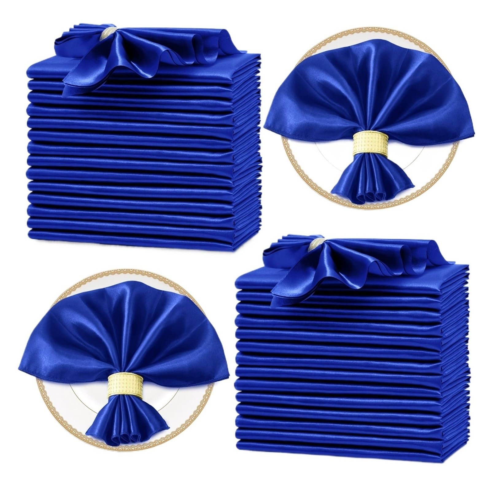 Satin Dinner Napkins 12PCS Wedding Red Satin Napkin 30x30cm Soft Table Napkins for Decoration Party Dinner Decor(Blue)