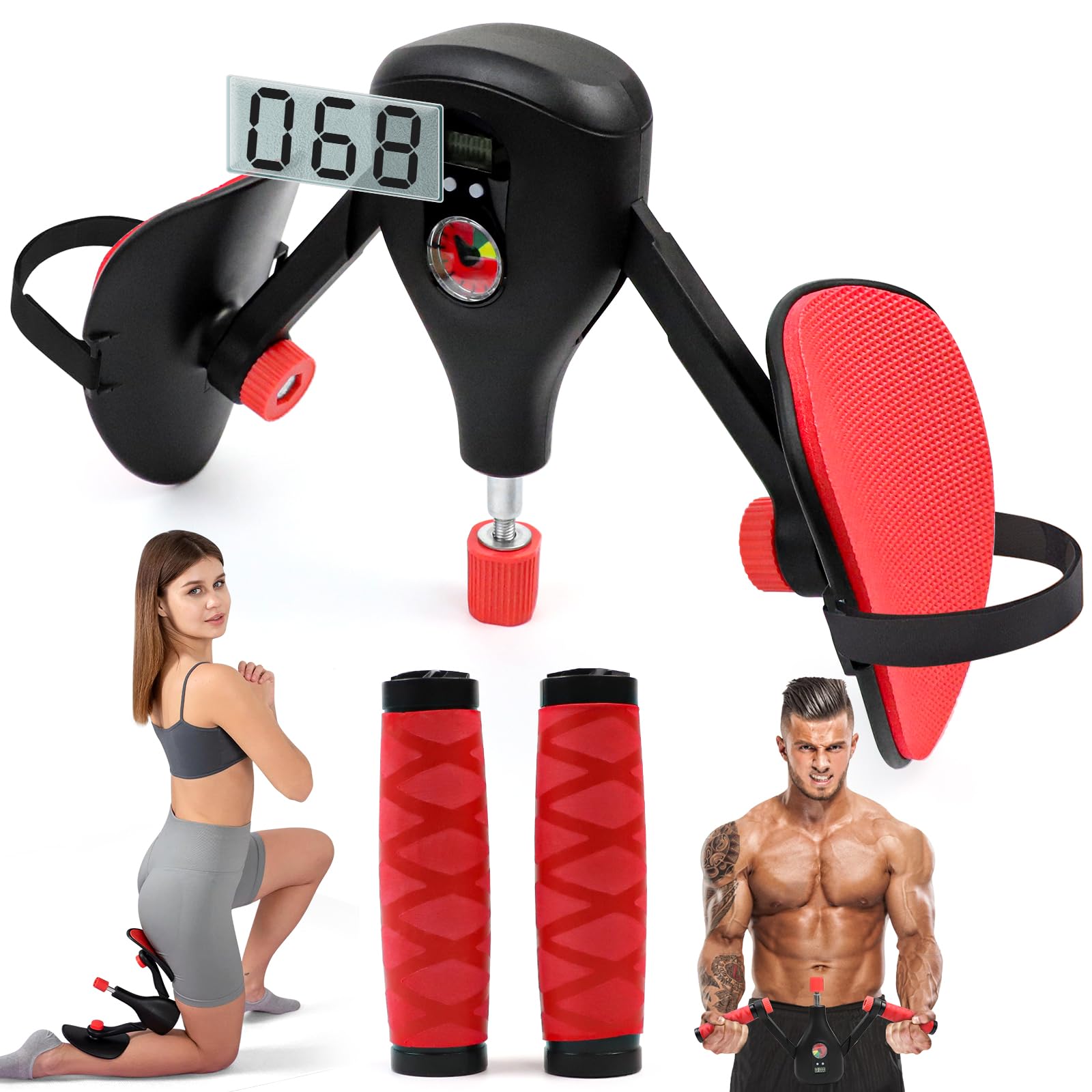 Attrezzo Interno Coscia 15-35 KG Adjustable Resistance, Allenatore per Pavimento Pelvico per Gambe, Thigh Trainer with Fixed Leg Straps and Replaceable Handle, Pelvic Floor Trainer per Uomini e Donne