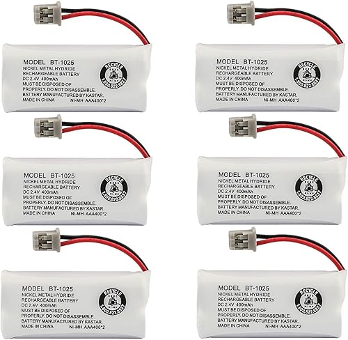 Kastar Paquete de 6 baterías BT-1025 compatibles con DECT 2060 DECT 2080 Energizer ER-P152 ERP152 Empire CPH-515B CPH515B Sanyo CAS-D6325 CASD6325