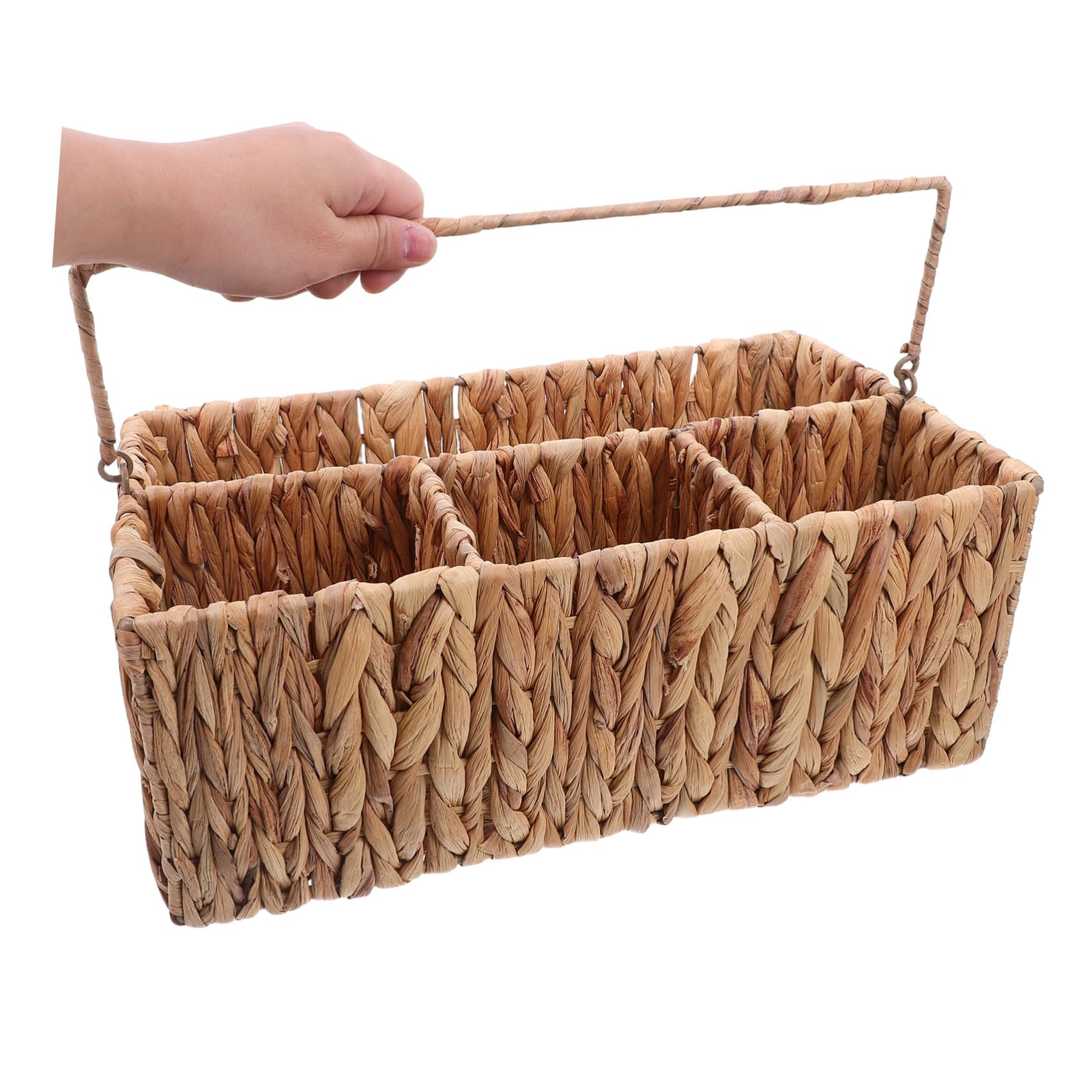 ULTECHNOVO Cesta De Almacenamiento De Mano Tejida De Paja Canasta Cestos Almacenaje Soporte De Cubiertos Cesta De Almacenamiento Tejido a Mano Light Brown