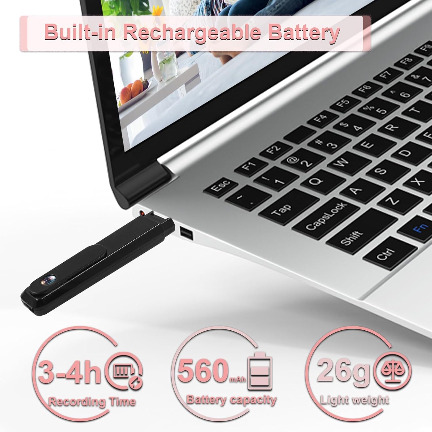 Valentine's Day Gift, Body Camera HD 1080P Portable Small Body Cam with Loop Recording, 560mAh Battery Video Recorder, Wearable Pocket Camera, Mini Body Cam for Law Enforcement/Sports/Study - Image 4